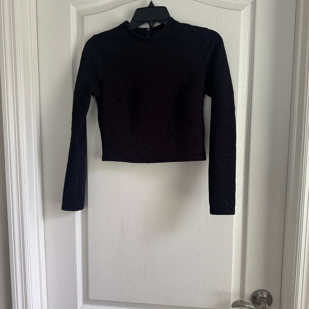 Metaphor Black Mock Neck Crop Top Sz S